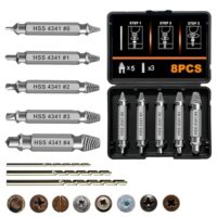 Schraubenausdreher Set mit HSS 4341 Schnellarbeitsstahl, Linksausdreher Set und Mutternsprenger für Beschädigte Schrauben