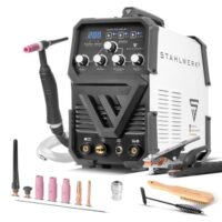 STAHLWERK Schweißgerät 2 in 1 Kombi AC/DC WIG 200 ST - hochwertiges Schweißen für Stahl, Edelstahl, Kupfer und Aluminium mit HF-Zündung, Hotstart und Anti-Stick-Funktion