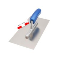 WerKFIT Profi Glättekelle 280x130 mm - Edelstahl Glättspachtel mit Buche-Holzgriff in Blau, Rostfreie Traufel für Putz & Spachtelarbeiten