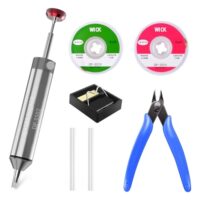 Solder Sucker, Desoldering Pump, hohe Temperaturbeständigkeit, flexibel, Silikon, langlebig, faltbar, hochwertiges Aluminium-Gehäuse, starke Saugkraft für Elektronik- und Heimwerkeranwendungen