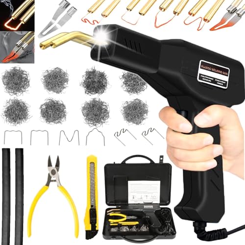Kunststoff-Schweißen-Set mit 800 PCS Schweißnägeln für Auto-Stoßstange-Reparatur, 2-in-1 Kunststoff-Schweißen-Maschine (schwarz)