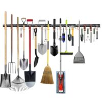 Wandhalterung für Gartengeräte 4 x 42 cm Vollstahl Schwerlast mit abnehmbaren Haken, geräteschuppen für Garten und Garage