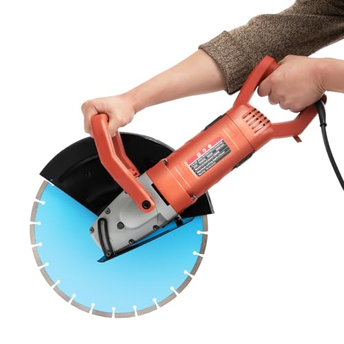 Elektrische Betonsäge, 3000 Watt, mit 180 Grad Drehgriffen für nasses und trockenes Schneiden, Sägeblatt 350 mm, ideal für Fliesen, Marmor, Granit und Holz