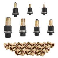 Ein Bild von 7 Stücke Nietmuttern Set, Gewindenieten für M3, M4, M5, M6, M8, M10, M12 Nietenzange, Blindnietmuttern, Einziehmuttern Handnietwerkzeug Set mit 70 Stück Muttern.