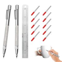 Praktisches Anreißwerkzeug Set für Metall und Keramik mit 2 Wolframcarbid Anreissnadeln, magnetische Stiftspitze und 10 Ersatzspitzen