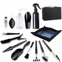 Bonsai Werkzeug Set, umfassendes Gartengeräte-Sets für Gartenarbeit und Pflanzenpflege, 15 Stück inkl. Umtopfmatte & Aufbewahrungstasche