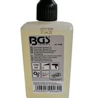 Bottich mit BGS Pneumatik-Spezialölen, 100 ml Inhalt, für Druckluftgeräte geeignet.