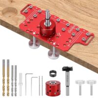 Bohrschablone für Regalstifte, Regalstiftvorrichtung aus Aluminiumlegierung für Schrankbeschläge, Bohrführung mit 5mm und 6.25mm Bohrlehre für Holzbearbeitung und Standard-Lochabstand 32mm