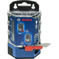 Bosch Professional 50 Ersatzklingen im Dispenser, kompatibel mit Bosch Professional Trapezklingen Messer. Set von 50 hochwertigen Ersatzklingen aus langlebigem S2-CVM-Stahl.
