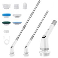 Elektrische Reinigungsbürste, 7 in 1 Putzbürste mit Verstellbarem Griff, Electric Cleaning Brush mit austauschbaren Bürstenköpfen, 2 Speed mit langem Griff für Haushalt Fliesen, Wanne-IPX7