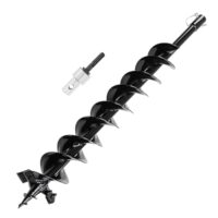 Erdbohrer Gartenbohrer mit Sicherungsbolzen & Adapter, Durchmesser 120mm, Länge 800mm, Erdbohrer für Pfahlbohrer Brunnenbohrer Aushubarbeiten, Stahl Erdlochbohrer Bohrschnecke Gartenspiralbohrer