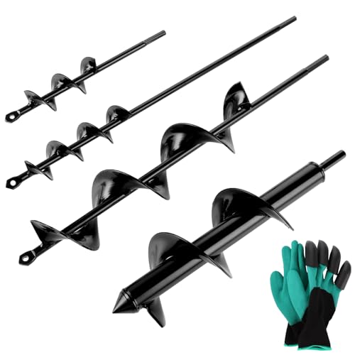 Gartenbohrer für Bohrmaschine - 4 Stück mit verschiedenen Größen (22CM, 42CM, 30CM und 6.6x42CM) - ideal zum Pflanzen und Bohren