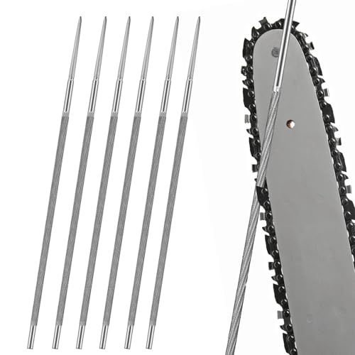 Hochwertige Feilen für Kettensäge, 5,2mm, 6 Stück Kettensäge Rundfeile, Metall Stahllegierung zum Instandsetzen und Schärfen von Sägeketten