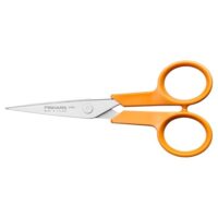 Fiskars Classic Handarbeitsschere, Rechts- und Linkshändig, Gesamtlänge: 13 cm, Verbesserte Griff-Ergonomik, Rostfreie Stahl-Klinge/Kunststoff-Griffe, Orange