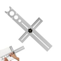 Universeller Fliesenloch-Positionierer aus Edelstahl für verschiedene Bohrszenarien, mehrere Lochgrößen für präzises Bohren von Löchern in Arbeitsplatten, Rohre, Armaturen und bei Bauarbeiten im Bad