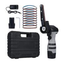 Komfortables Schleifen mit maximaler Flexibilität: Akku-Schleifbandgerät mit 6500 U/min und 10 Schleifbändern für Holz, Metall und Kunststoff