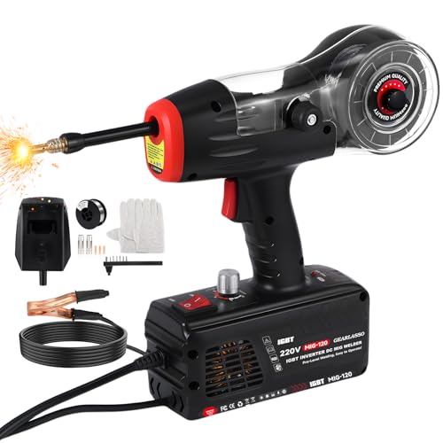 ISINEVER MIG Schweißgerät 220V 20–120A Lichtbogenschweißgerät Hand Gaslos Flux Core Tragbares IGBT Inverter Schweißgerät 5 Stufen für 0.8–1.0mm Fülldraht Mini Schweißset