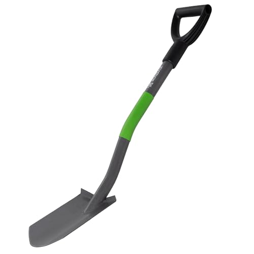 Gartenschaufel, Gartenwerkzeug mit Metallstiel, Robuste Gartenspaten, Spaten mit D-Griff, Kleine Metallgartenschaufel, Gartenschaufel für den Garten, Grün und Grau