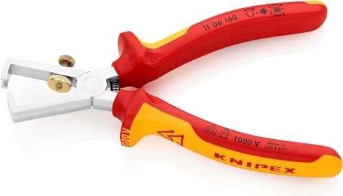 KNIPEX Abisolierzange mit Öffnungsfeder, universal auf SB-Karte verchromt isoliert mit Mehrkomponenten-Hüllen, VDE-geprüft 160 mm