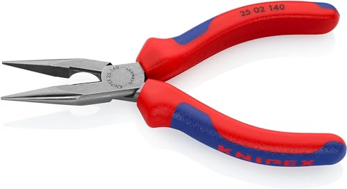KNIPEX Flachrundzange mit Schneide, Radiozange, 140 mm, 25 02 140 - Werkzeug für Heimwerker und Profis mit Comfort-Griffen