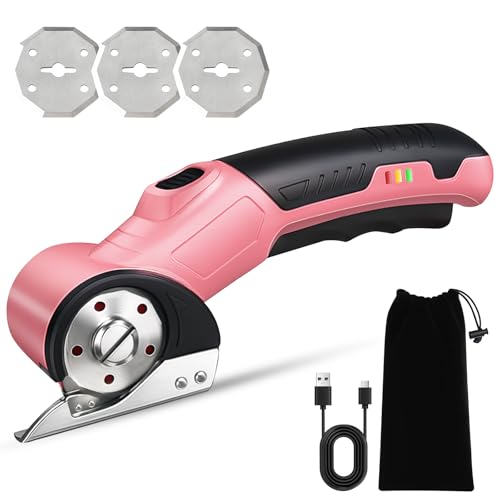 Elektrische Schere mit 3 Klingen, Akku-Universalschneider für Papier, Pappe, Teppich, Leder, Filz und Kunststoff
