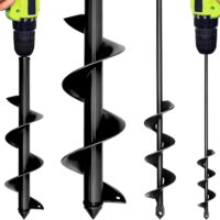 Univserse Erdbohrer Set für Bohrmaschinen, Gartenbohrer für Akkuschrauber, leichter Spiralbohrer und Großloch Pflanzbohrer für Blumenzwiebeln und Gemüse
