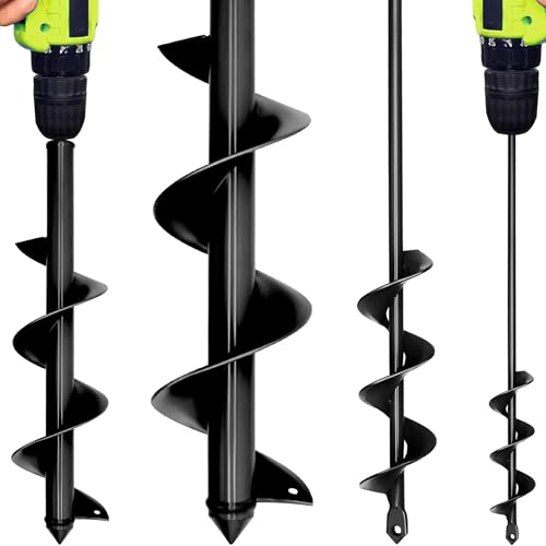 Univserse Erdbohrer Set für Bohrmaschinen, Gartenbohrer für Akkuschrauber, leichter Spiralbohrer und Großloch Pflanzbohrer für Blumenzwiebeln und Gemüse