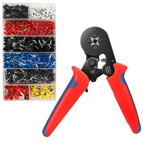 Ergonomische Crimpzangen für Kabelschuhe zwischen 0,25 - 10 mm². Set mit 1250 Aderendhülsen und ergonomischem Griffdesign.