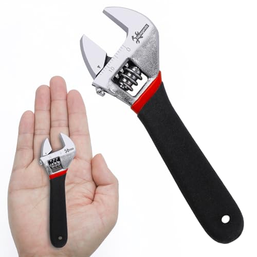 Kompakter Verstellbarer Schraubenschlüssel, 4 Zoll Maulschlüssel, Kleiner Engländer, aus Kohlenstoffstahl, rostfrei, mit ergonomischem Griff für Haushalt und Werkzeug