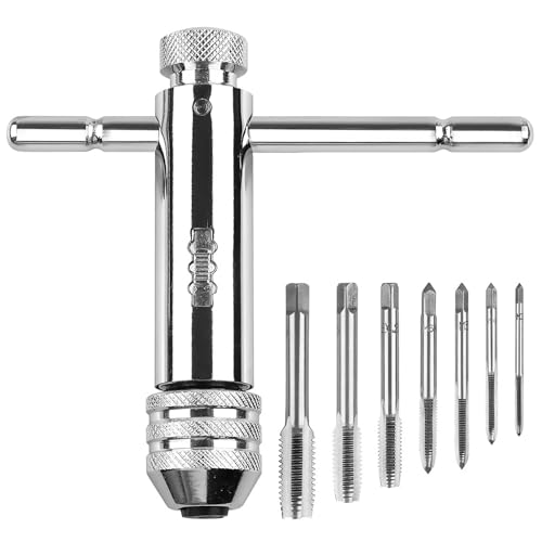 Gewindebohrer Set mit M3, M4, M5, M6 und M8-Spezifikationen, T-Griff verstellbar, ideal für Motormechaniker, Ingenieure und Elektriker