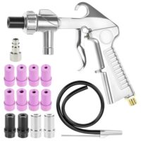QWORK Druckluft Sandstrahlpistole Set mit 12 Düsen, Gummischlauch und Schnellanschluss für Vielseitige Reinigungsanwendungen