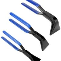 QWORK 3-teilige blechbiegezange mit blauen Griffen und schwarzer Basis, vielseitiges Werkzeugset zum Biegen und Falzen von Metall, hohe Effizienz und präzise Ergebnisse