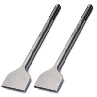 Zwei Spatmeißel aus supergehärtetem Stahl, ideal für die Bearbeitung von Putz, Beton, Fliesen und Stein.