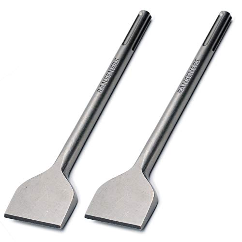 Zwei Spatmeißel aus supergehärtetem Stahl, ideal für die Bearbeitung von Putz, Beton, Fliesen und Stein.