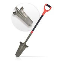Red Tools Gärtnerspaten Power Head - Spaten mit Wurzelsäge - 115cm - hochwertiges Spatenblatt für steinige & Harte Böden - mit Trittkante und bequemem Soft-Touch-Griff (Grau)