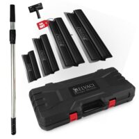 SHELVACI 4x Profi Flächenspachtel Set inkl. Teleskopstange für Trockenbau, Verputzen & Tapeten entfernen - Spachtel & Glättspachtel (breit)