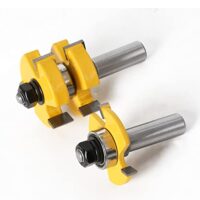 Hochwertige Holzbearbeitungsschneider und Zapfenschneider für die Holzbearbeitung. 2pc Set mit 12mm Schaft, Nut & Feder Fräser, ideal für glatte Oberflächen, Holzschneiderfähigkeiten verbessern.