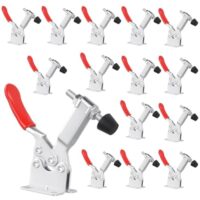 Schnellspanner mit Kniehebelprinzip, 14 Stück, Silber, roter Griff, Waagrechtspanner für Werkstatt und Industrie