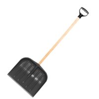 Schneeschieber mit Metallkante und Holzstiel für effektives Schneeräumen, verstärktem Kunststoff und Ergo-Griff