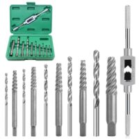 11-teiliges Set für das Entfernen von beschädigten Schrauben, Linksausdreher mit Windeisen und HSS-Spiralbohre für M3-M12 Schraubenlöser in Aufbewahrungsbox