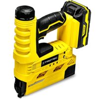 Akku-Tacker mit Lithium-Ionen-Batterie, 6 Schlagstufen, LED-Licht und Softgrip für Projekte und Reparaturen