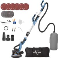 Trockenbauschleifer mit Automatischem Vakuumsystem, 750W Wandschleifer für Trockenbauwände und Decken, Schleifgiraffe mit LED-Licht, 7-Gang Getriebe und Faltbarem Griff