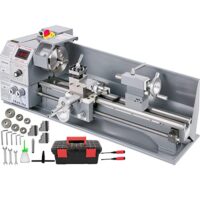 VEVOR Mini Drehbank 220x600mm Metallbearbeitung, 1.1KW Mini Drechselbank mit präziser Metallbearbeitung, einfach zu bedienen