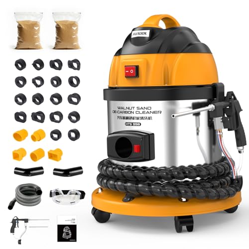Walnuß-Strahlgerät, Reinigung von Kohlenstoffablagerungen in Motorkrümmern und Ansaugventilen, 4,5 lbs Walnußschalenmedium und 23 Adapterstücke