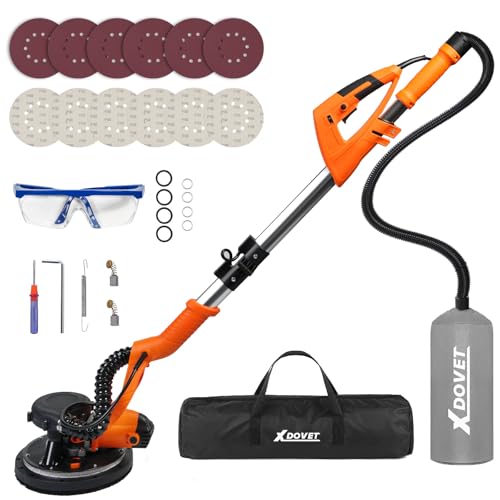 Trockenbauschleifer, 750 Watt Wandschleifer mit zweikanaligen Vakuumanschlüssen, 225mm Schleifscheibe, Elektroschleifer mit 20 verschiedenen Schleifscheiben und 6 variablen Geschwindigkeiten von 800 bis 1750 U/min