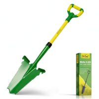 Ergonomische Spaten mit Wurzelsäge aus Carbonstahl für Gartenarbeit und Außenarbeiten, 114 cm Fiberglasstiel mit ergonomischem Griff und breiter Trittkante