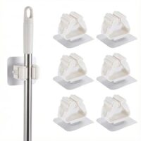 Hochwertiger Besenhalter für den Innenbereich, wasserdicht und rutschfest, 6 selbstklebende Mopphalter inklusive.