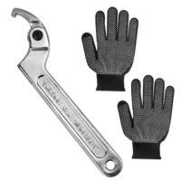 ZACUDA-Verstellbarer Hakenschlüssel, 19-51 mm C Chrom-Vanadium Gelenk-Hakenschlüssel mit rutschfesten Handschuhen für Zylindrische Muttern (Quadratischer Kopf)