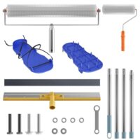 Zyncove Bodenbeschichtung Set, 508 mm große Entschäumungsrolle für selbstnivellierende Böden mit abnehmbarem 1,6 m langem Verlängerungsgriff, gezackter Rakel und Stachelschuhen