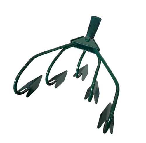 Gartenzinke mit 5 Zinken aus Stahl, Pflanzharke für den Garten zur Bodenlockerung und Unkrautentfernung